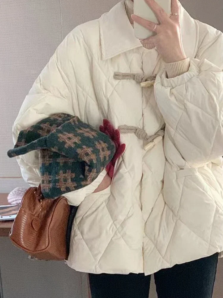 

Parkas Women Puffer Jacket Autumn Winter Clothing Jacket Women Lapels Tops Fashion Demi-season Coats Trendy Thickened Outfits