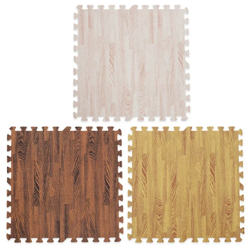 Wood Grain Puzzle Mat Baby Play Foam Splicing Carpet Kids Bedroom Thicken Soft Rug Modern Living Room Crawling Play Floor Mat