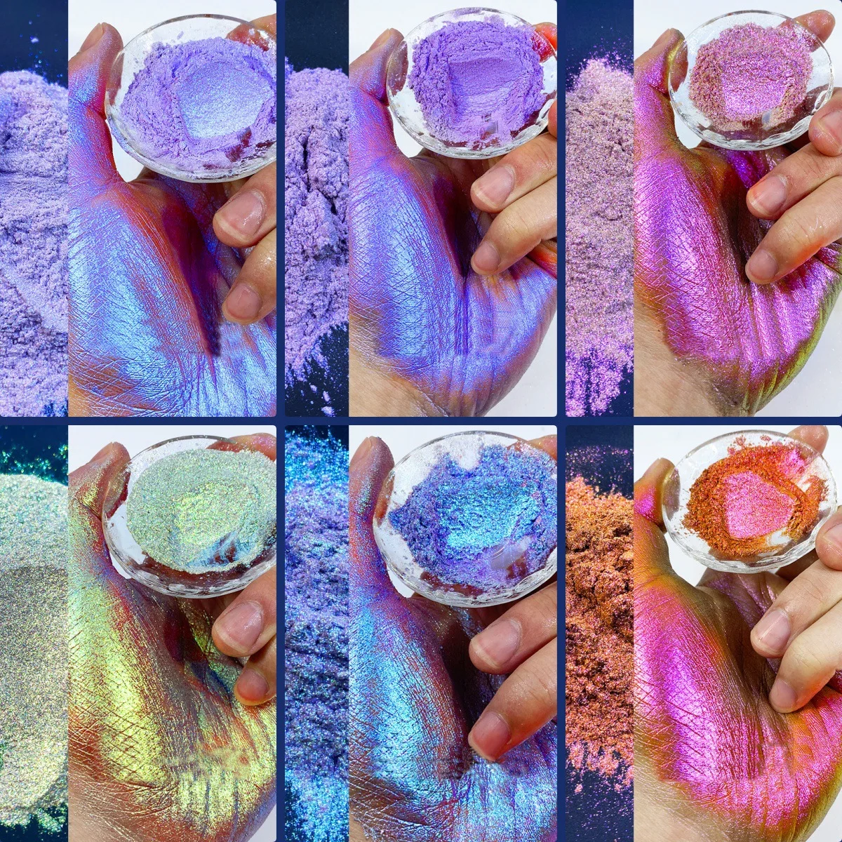 1Jar AURORA Chrome Chameleon Eyeshadow/Nail Art Flakes Peacock Galaxy Flakes Nail Art Mirror Glitter Powder Pigment