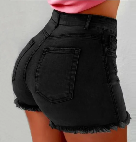2023 New Summer Women Denim Shorts Lady Clothing High Waist Jeans Shorts Fringe Frayed Ripped Casual Hot Shorts Denim Shorts