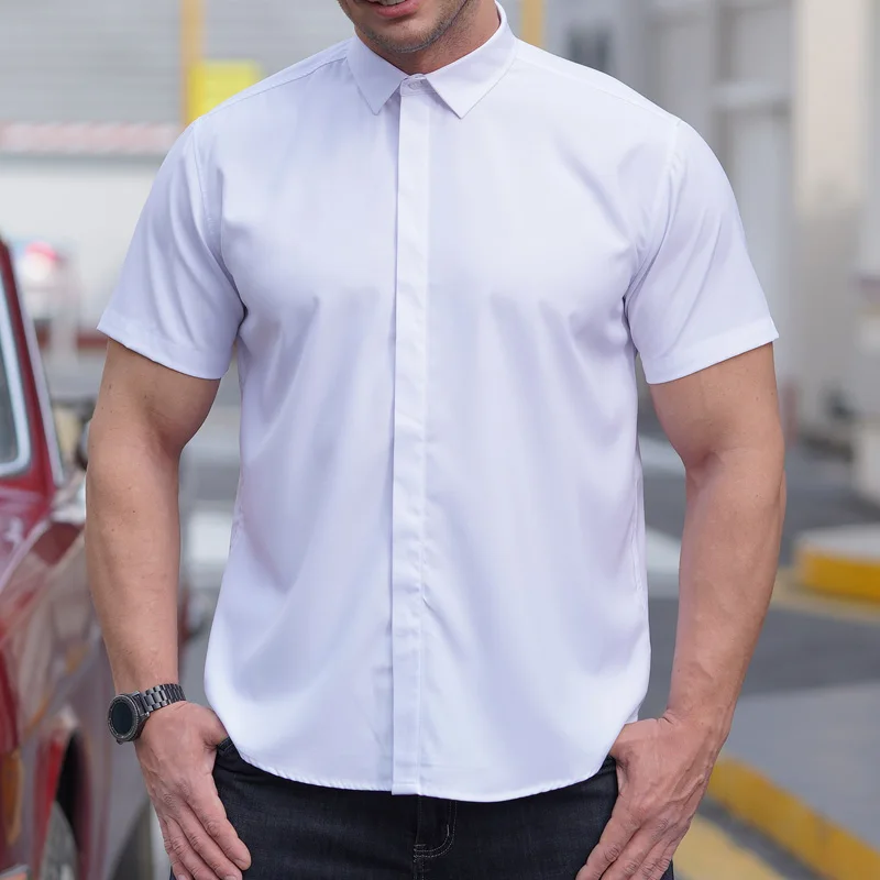 Summer Men Shirt Short Sleeve Oversize Red 6XL 7XL 8XL 10XL 12XL Plus Size Formal Fashion Solid Black White Casual Dropshipping 5