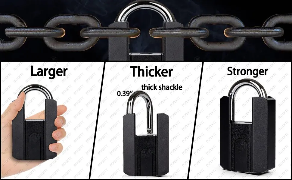 S5cacd3f6e2774a5a9ee8a211249f4f0dO Waterproof Padlock TTLOCK Unlocking Black Heavy Duty Combination Lock Weatherproof Security Padlock Luggage Fingerprint Lock Mallzona