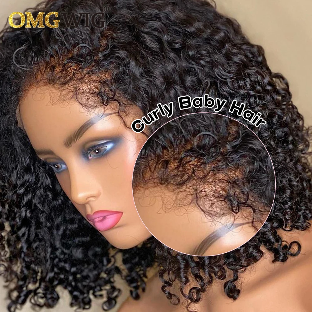 Curly Baby Hair New Trend Younger Curly Bob Wig 13X6 Lace Frontal Wig Human Hair For Black Women Pre Plucked With Baby