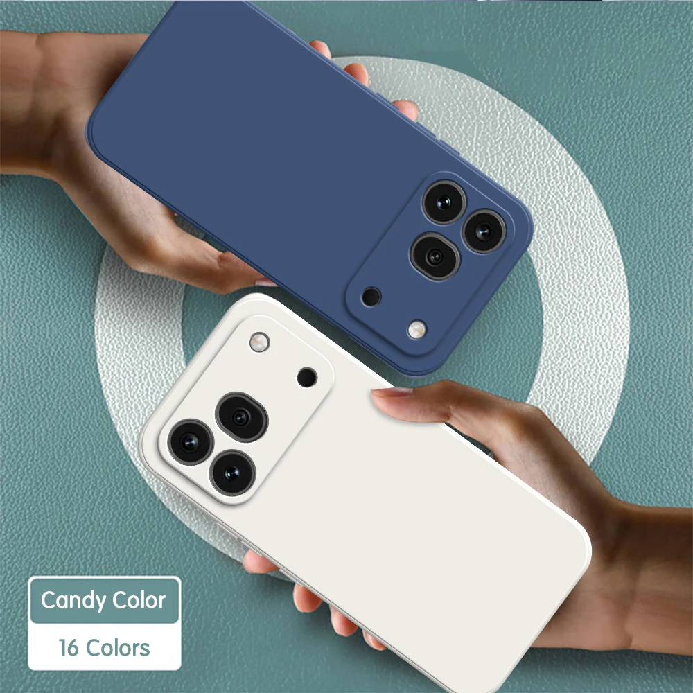 Enhanced Silicone Phone Case with Lens Protection - Durable Square Design, Soft Liquid Silicone Back Cover, Classic Style
