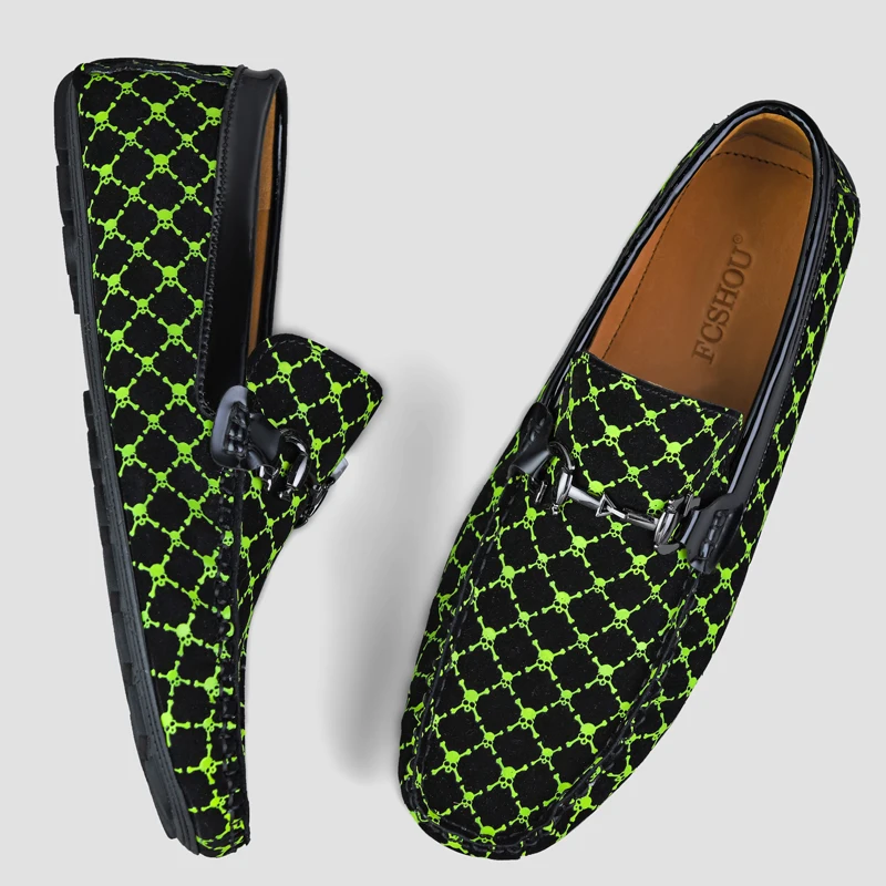 Genuine Leather Loafers Men Designer Skull Moccasin Fashion Slip On Soft Flat Casual Men Shoes Male Footwear Handmade Boat Shoes