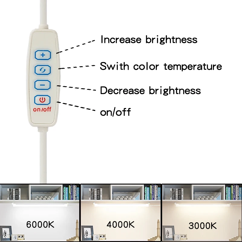 LED Cabinet Light LED Under Cabinet Lighting USB Lamp Plug Dimmable 3 Color Changes LED Night Light Kitchen Bedroom Lighting Magnetic Strip