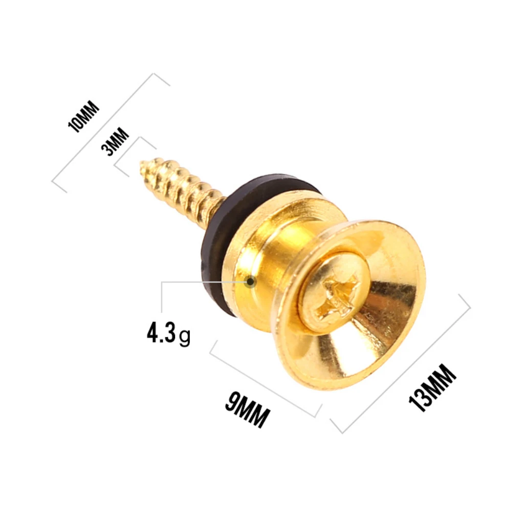 10 Blocchi Cinghia Per Chitarra - Bottoni Antiscivolo In Metallo Per Chitarra E Basso - Colore Oro - Foto 2