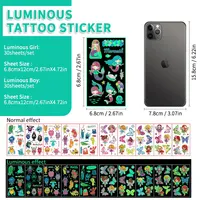 30pcs Children's Luminous Tattoo Stickers Kids Glow Body Paster Unicorn Butterfly Animal Dinosaur Mermaid Cartoon Stickers Gift 2