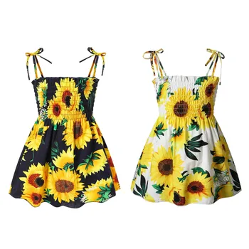 Toddler Kids Baby Girls Sunflower Slip Dress Floral Beach Dress Clothes Children'S Clothing Roupa Infantil Menina комплекты для 3