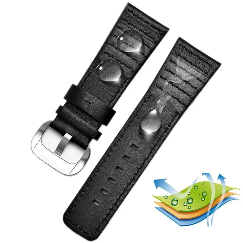 SCHIK 28mm Genuine Leather With Stitches Wrist Watchband Loops For Sevenfriday P3B/01 S2/01 Men Watch Strap