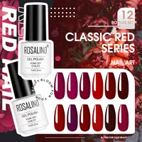 Rosalind Classic Red Series 12Pcs/set Nail Gel Polish Set Bright Nail Art Supplies Cured with UV Lamp Gel Varnish Long Lasting 2