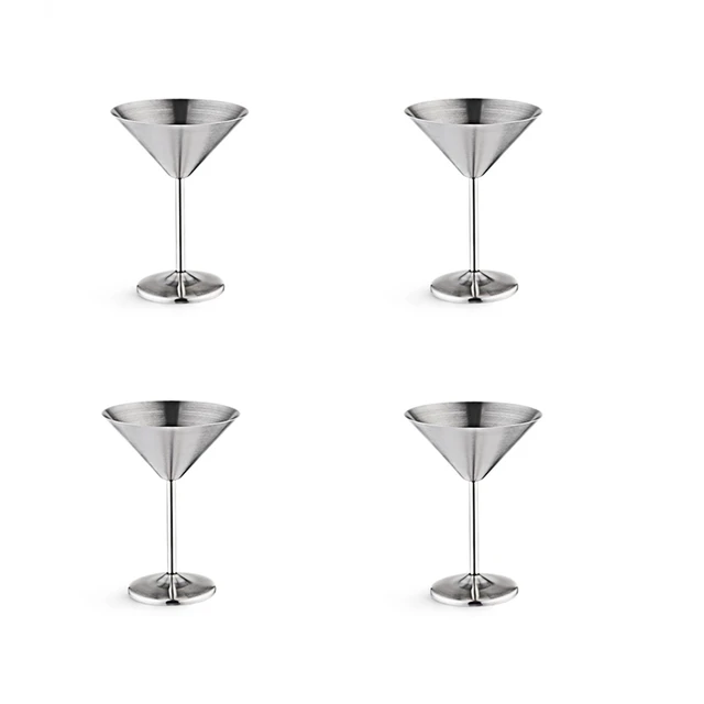 Stainless Steel Martini Glasses Set Of 4, 8 Oz Metal Cocktail Glasses,  Unbreakable, Durable, Mirror Polished Finish - AliExpress