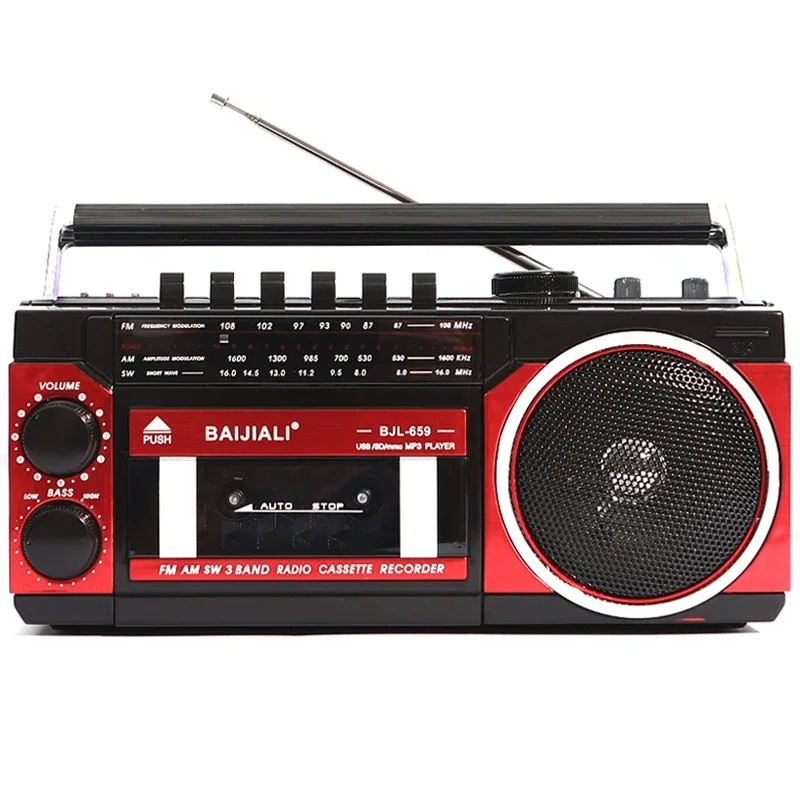 Portatile Vintage Retro Usb Am/Fm/Sw Multiband Radio Stereo Wireless Bluetooth Boombox Mp3 Audio Cassette Player Registratore