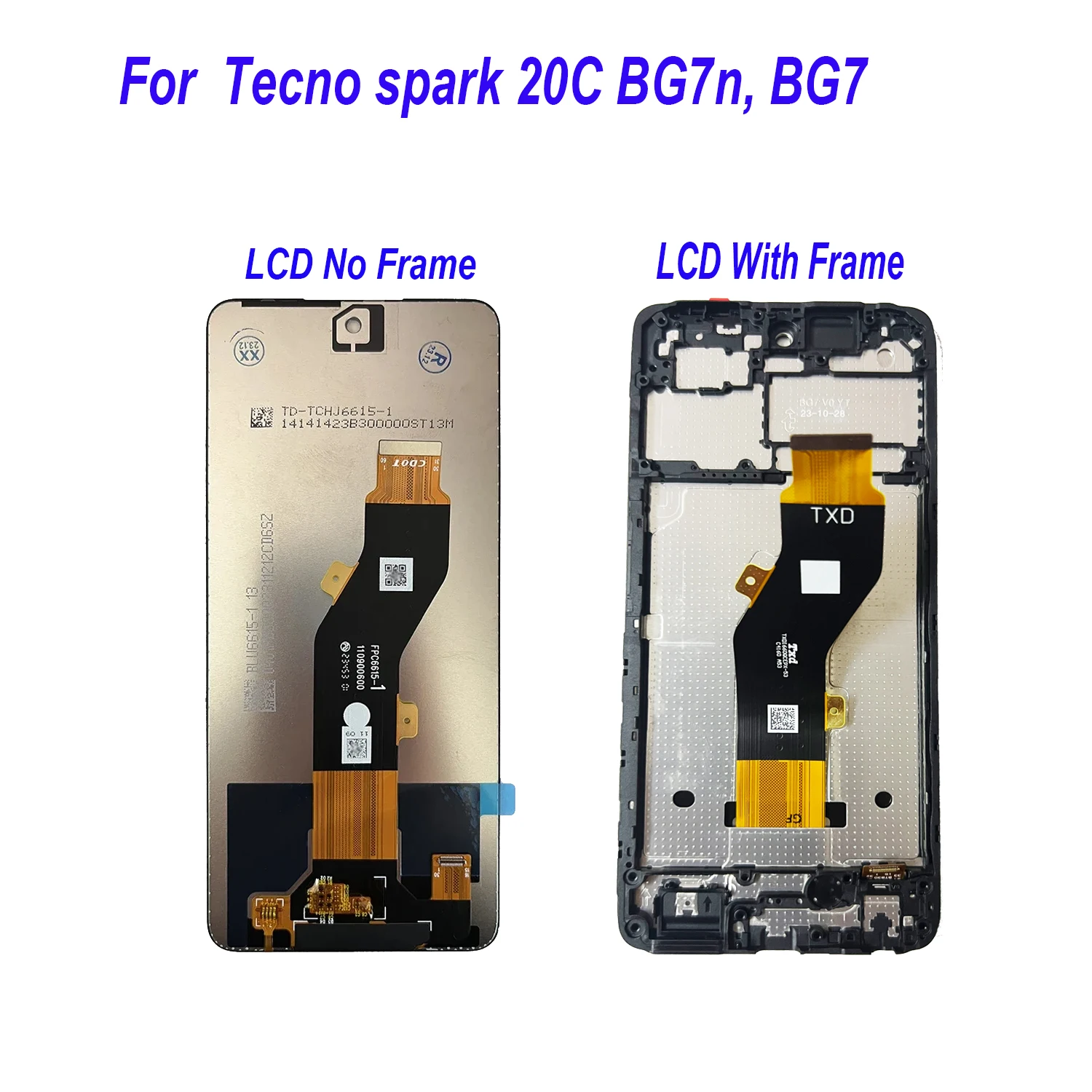 6.6 ''Voor Tecno Spark 20c Bg7n Lcd-Scherm Touchscreen Vervanging Digitizer Assemblage