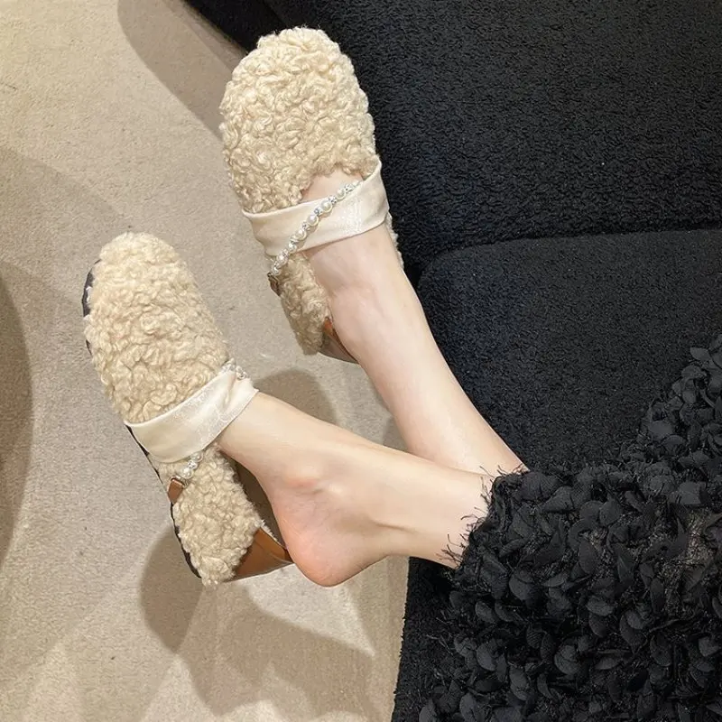 Moccasin Shoes Shallow Mouth Round Toe Casual Female Sneakers Loafers Fur Slip-on 2024 Fashion Women's Autumn Moccasins Winter