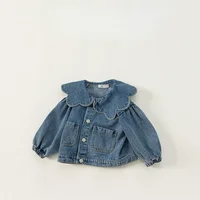 Manteau en denim de style coréen pour enfants, col à volants, manches longues, mode pour enfants, vêtements polyvalents, E82075, printemps, automne 5