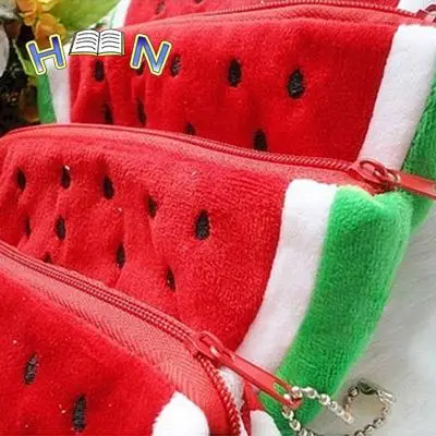 Pencil Cases Pen Storage Bag Pencil Holder Cute Large Capacity Pencil Bag Plush Watermelon Stationery Storage Bags School Supplies 14.5*8.5cm