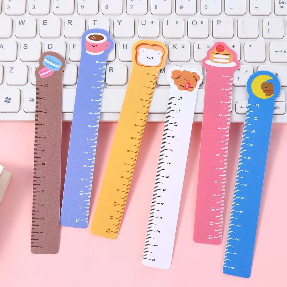 

School Supplies Creative 5pcs Painting 12cm Stationery Portable Bendable Straight Ruler Scale Ruler Bookmarks Plastic Rulers