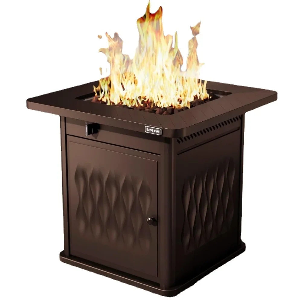 

New 28'' Propane Fire Pit Table, 50,000 BTU Steel Gas FirePit for Outdoor, Outside Patio Deck and Garden, Fire Table Brown