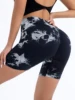 Shorts de yoga taille haute tie-dye pour femmes, shorts de sport côtelés sans couture, leggings de fitness à compression à séchage rapide