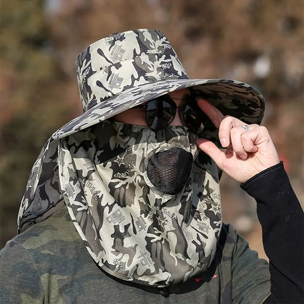 

Multipurpose Camouflage Outdoor Climbing Fishing Brim Fisherman Hat Summer Men's Bucket Hat Neck Guard Sun Protection Cap