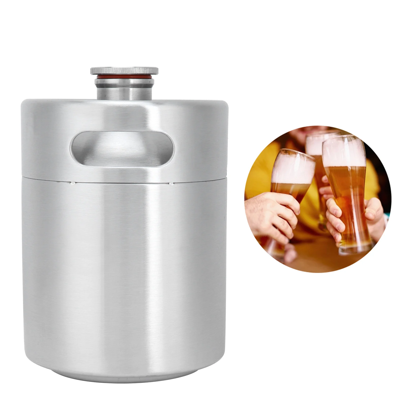 2L Beer Keg Mini Stainless Steel Beer Barrel with Spiral Lid for Home Brewing Accessory Beer Keg Brewing Accessory 2