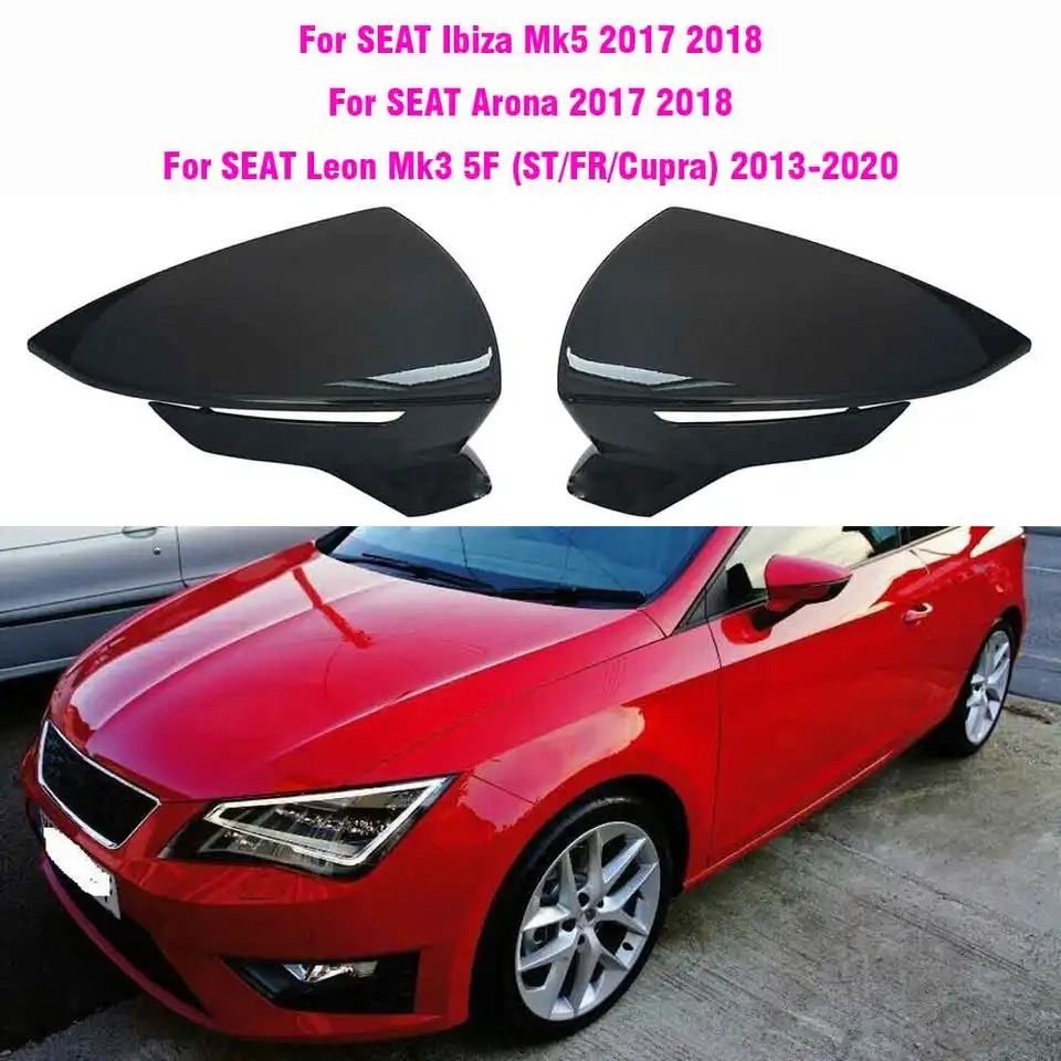 Coques Rétroviseur Noir Brillant Pour Seat Leon Mk3 / Ibiza / Arona (2013-2020) - 2 Pièces - ABS - Protection UV