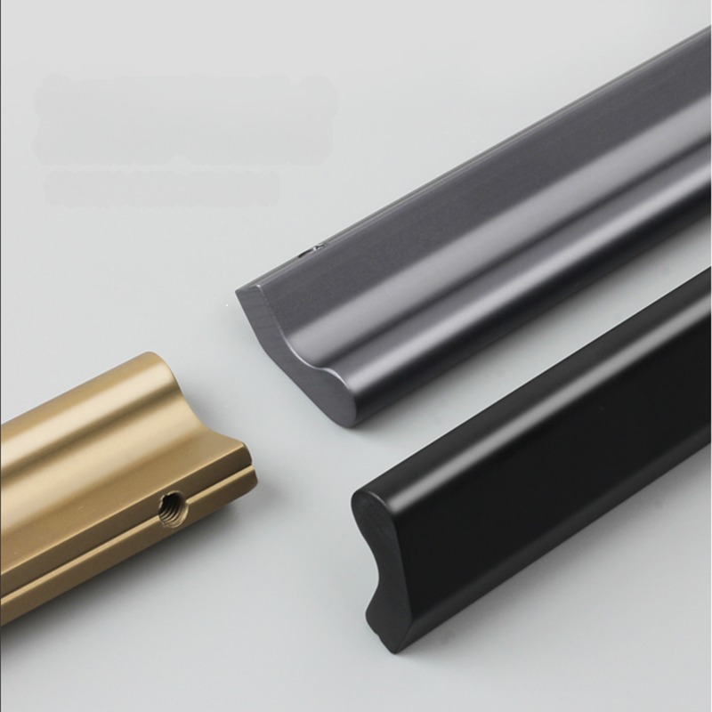 Luxury Aluminum Alloy,Matte Black Cabinet Handles,Curved Sliding Drawer, Modern Wardrobe Pulls,Chic Angled Edge Design Handles