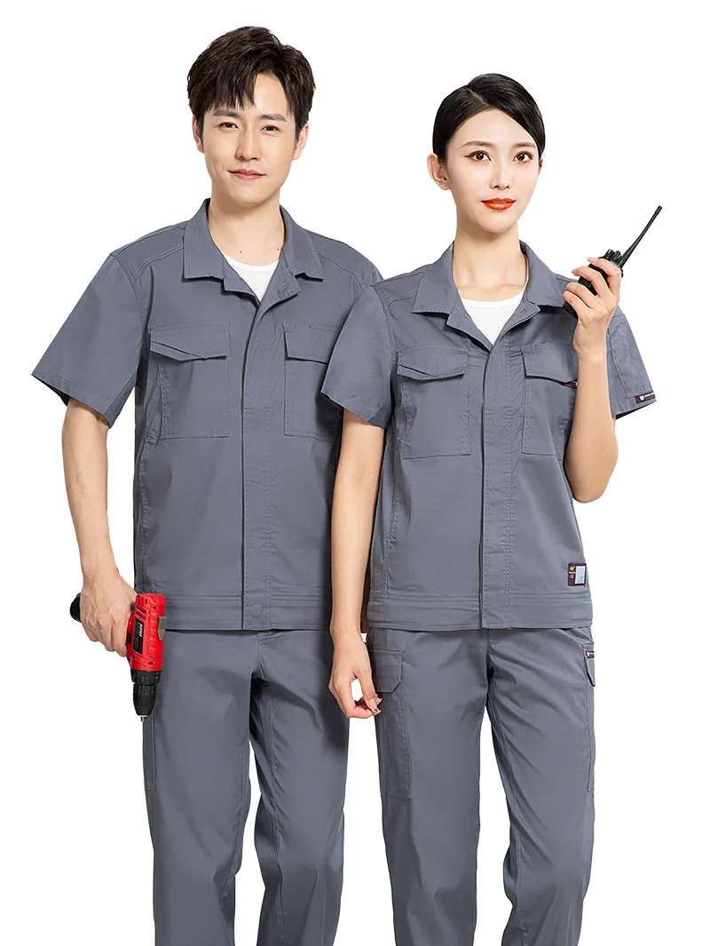 

Bamboo Fiber Worker Clothing Anti Static Working Uniforms Electric Factory Workshop Coveralls Plain Color Summer Worker Suit 4xl