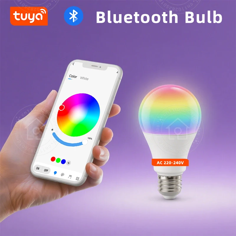 Tuya Led Bulb E27 220-240V Dimable Bluetooth RGB Lamp Smart Life APP Control for Bedroom Room Decoration Party Lights smart led light bulbs