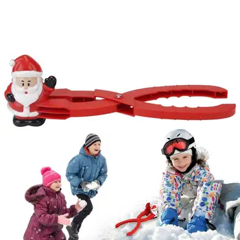 Snow Ball Maker Toys Red Ergonomic Snow Ball Clips Maker For Kids Multifunctional Snowman Shape Snow Ball Molds With Long Handle 1