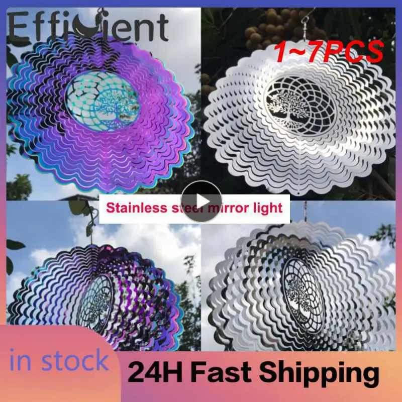 

1~7PCS Wave Wind Chimes Spinner Bell Tree Of Life Pendant For Room Party Christmas Decor Garden Decoration Outdoor Hanging