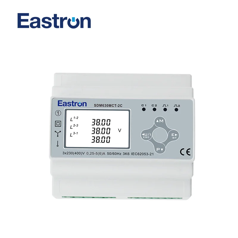 

SDM630MCT-2C, 1/5A CT, двойной входной Многофункциональный измеритель мощности для освещения и питания, RS485 Modbus RTU, Одобрено CE