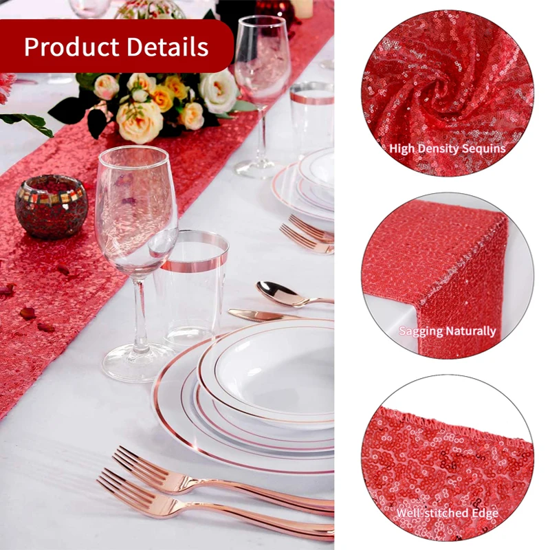 Sequined table Glitter Sequined dining table decoration  Halloween Party Wedding Christmas banquet Table Sparkling Decorations 2