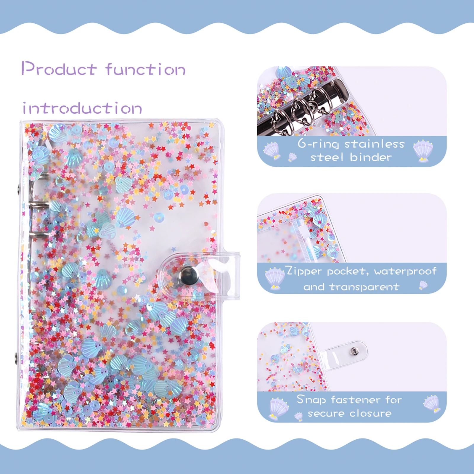 A6-Budget-Ordnerhülle mit 10 transparenten Geldumschlägen, wasserdichte PVC-Geldtaschen mit Reißverschluss für Budget – Detail 5