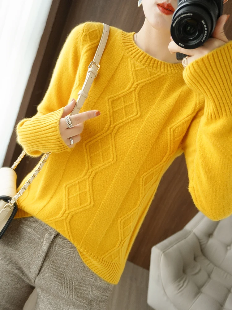 

Sweaters For Women 2024 Fashion O-neck pullovers Long sleeve Vintage New in Knitwears Woman Jumpers Cute Tops Aesthetic Clothing