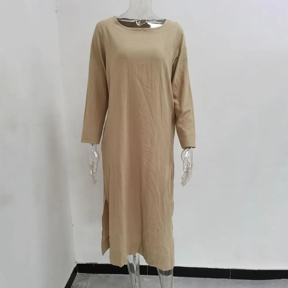

Pullover Dress Solid Color Women Dress Soft Fabric Dressing Up Cozy Lady Casual Long Beach Dress Streetwear