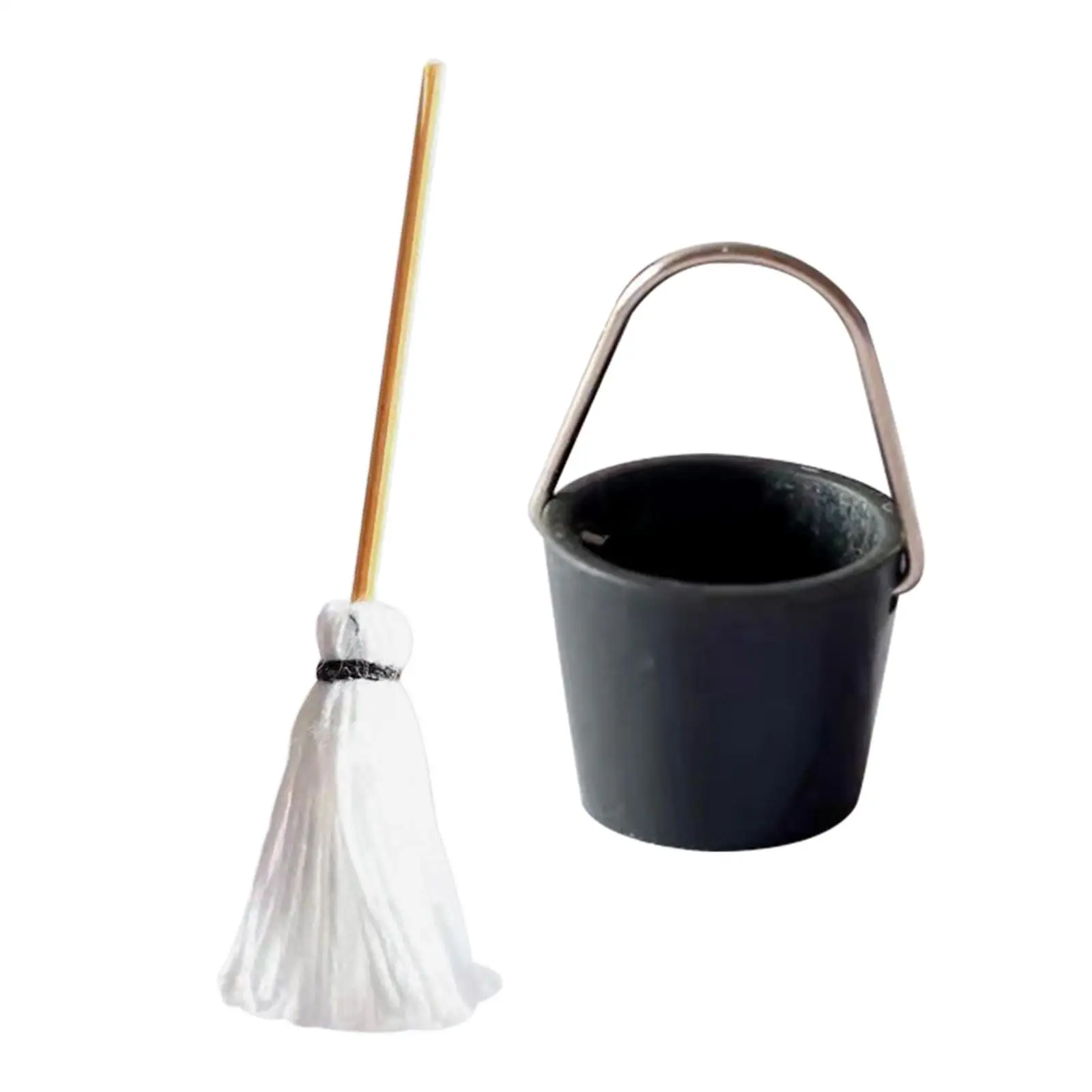 

1/12 Kitchen Appliance Scenes Realistic Miniature Mop Bucket Set for Railway Station Building Model Train Layout Micro Landscape