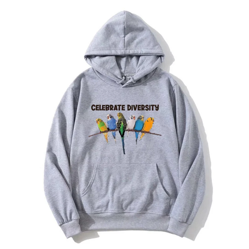 Funny Budgie Parrot Gift Celebrate Diversity Premium Hoodie Men Unisex Fleece Oversized Hoodies Sweatshirt Hoody Streetwear