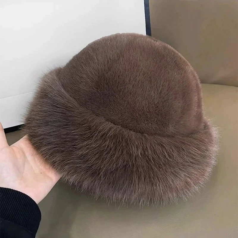 Autumn And Winter Women's Fur Cap Fur Hat Mongolian Hat Brimless Plush Fluffy Skiing Riding Warm Caps winter hat fur hat