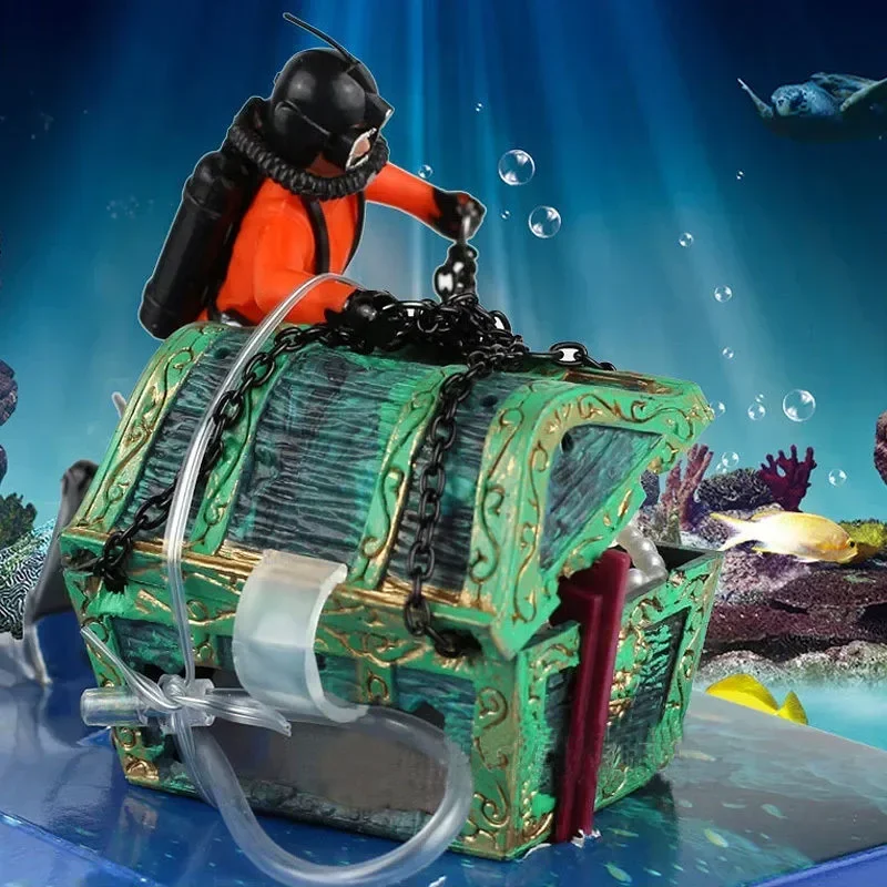 1pcs New Unique Design Treasure Hunter Diver Action Figure Fish Tank Ornament Landscape Aquarium Decoration Accessories Fish Tank Ornaments Fish Tank Decorations Aquarium Ornaments