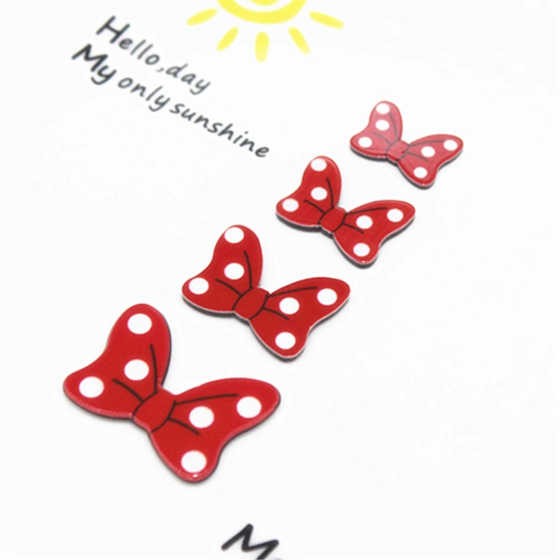 10pcs Cute Planar Resin Red Polka Dot Bowknot Charm DIY Jewelry/Craft/Hairpin Scrapbooking Decoration Accessories
