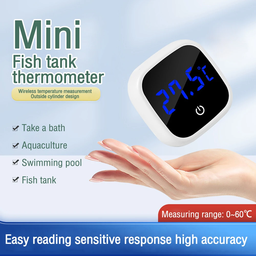 

0-60℃ Mini Thermometer Digital Fish Tank Hygrometer Temperature Accurate LED Display for Fish Axolotl Turtle Aquatic Aquarium
