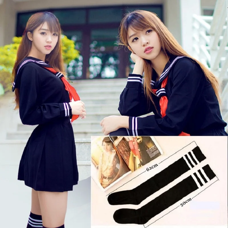 

Japanese School Uniforms Girls Navy Sailor Suit Hell Girl Enma Ai Anime Cosplay Costume Women Suit Full Set Top + Skirt + Socks