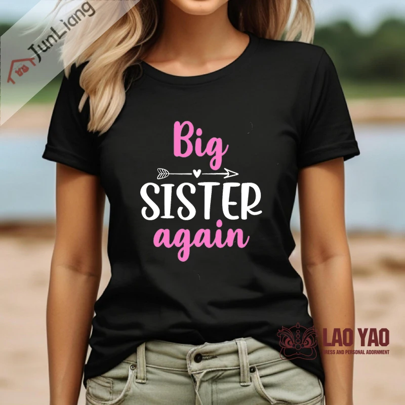 

Женская Молодежная блузка в стиле Харадзюку, футболка с надписью Big Sister New, Y2k, 2023