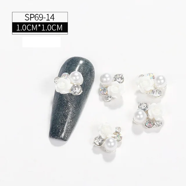 LEAMX 10 Pcs Nail Supplies 3D Charms Rhinestone Nail Art Decorations Pretty Girl Nails DIY Alloy Gemstone Nails Diamond Jewelry SP0069-14