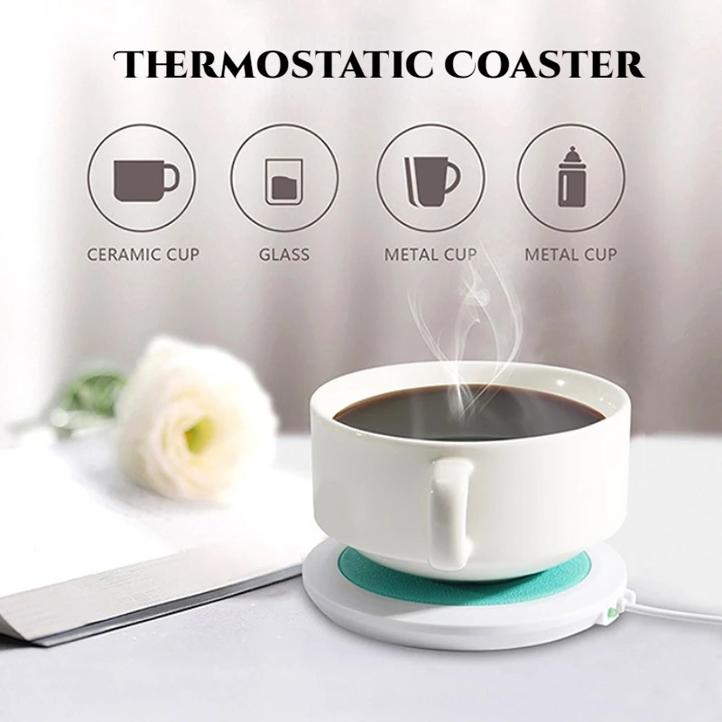 1PC Thermostatic Heating Coaster USB Home Heating Coaster 3-speed Adjustment 55℃ Constant Temperature for Christmas Gift