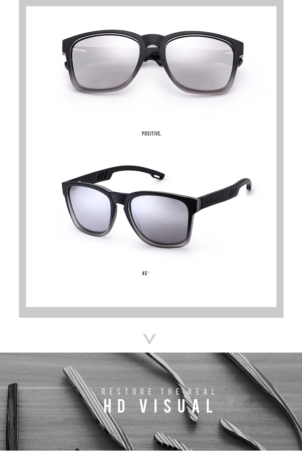 HU WOOD Markendesign-Sonnenbrille für Männer, handgefertigte Sonnenbrille aus Zebraholz, polarisierte Gläser, Fahrschutz, UV400, GR8011 – Detail 8