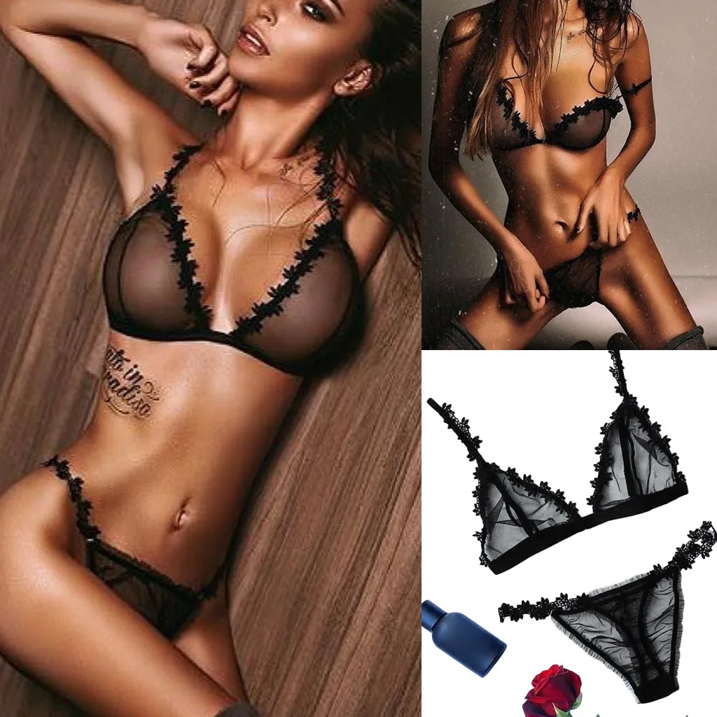 Womens Lace Robe Set Women Embroidered Applique Sexy Lingerie Underwear Bra Thong Set S 3XL Short Shirt Set Men