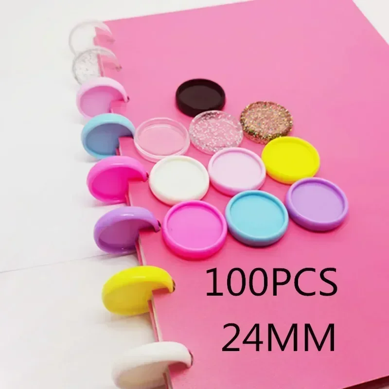 100PCSSolid 24mm 플라스틱 바인딩 링 버클 바인더 링, 버섯 구멍 루즈 리프 노트북 바인딩 디스크 액세서리 접착제